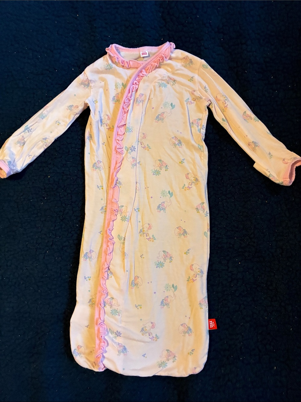 Magnetic Me Pink Ruffle-Trim Sleeved Sleep Sack with Pastel Print
